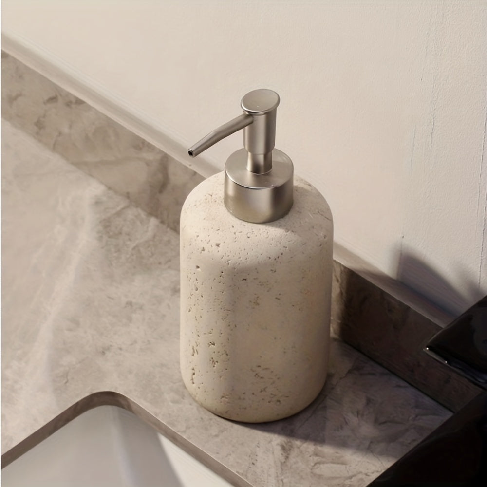 Marble Soap Dispenser – Luxury Resin Dispenser with Stainless Steel Pump for Bathroom or Kitchen