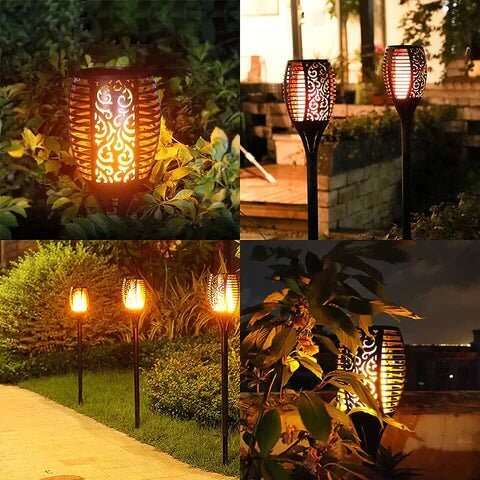 2x Solar Garden Lanterns - Atmospheric Outdoor Lighting