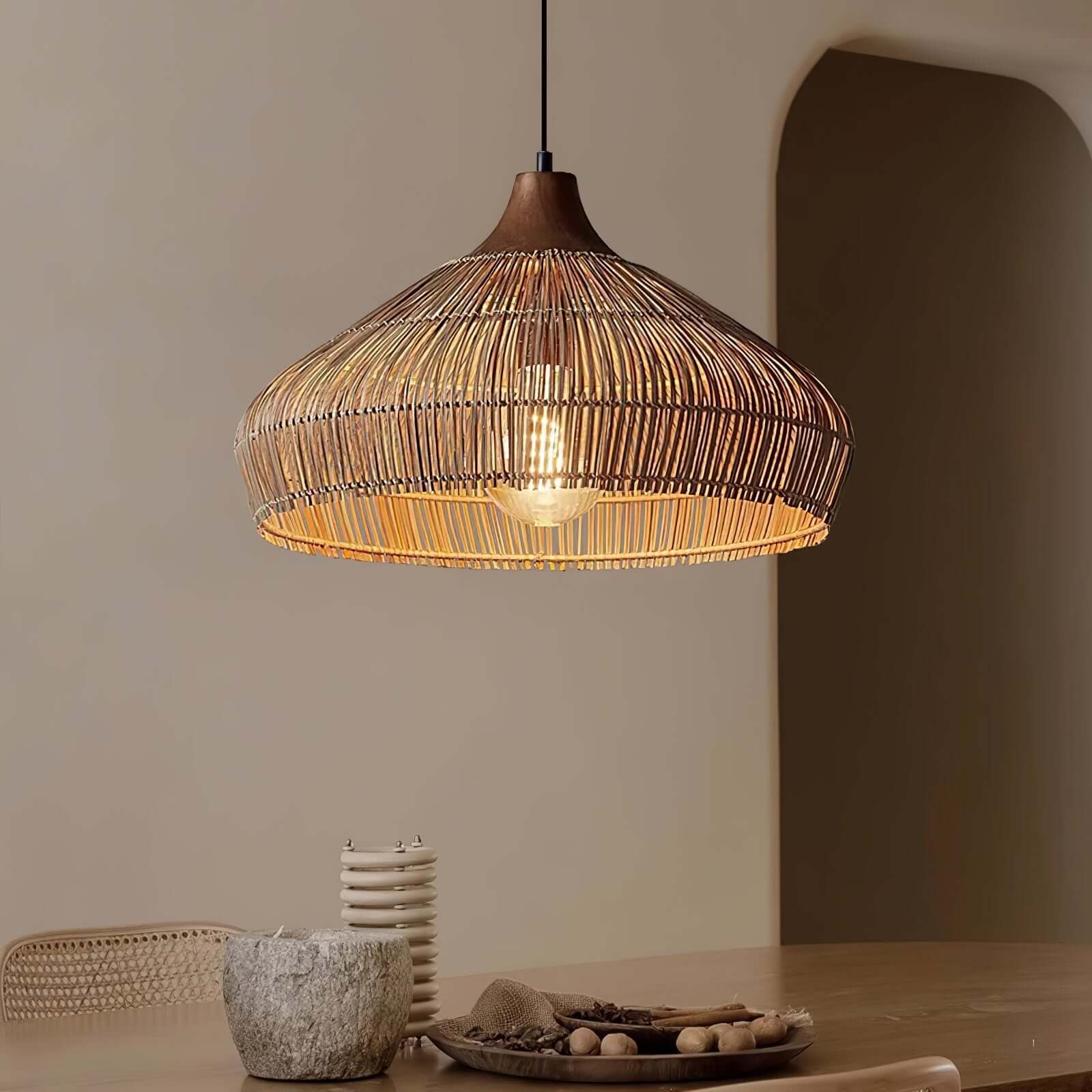 Rattan Pendant Lamp - Bohemian Style Pendant Light