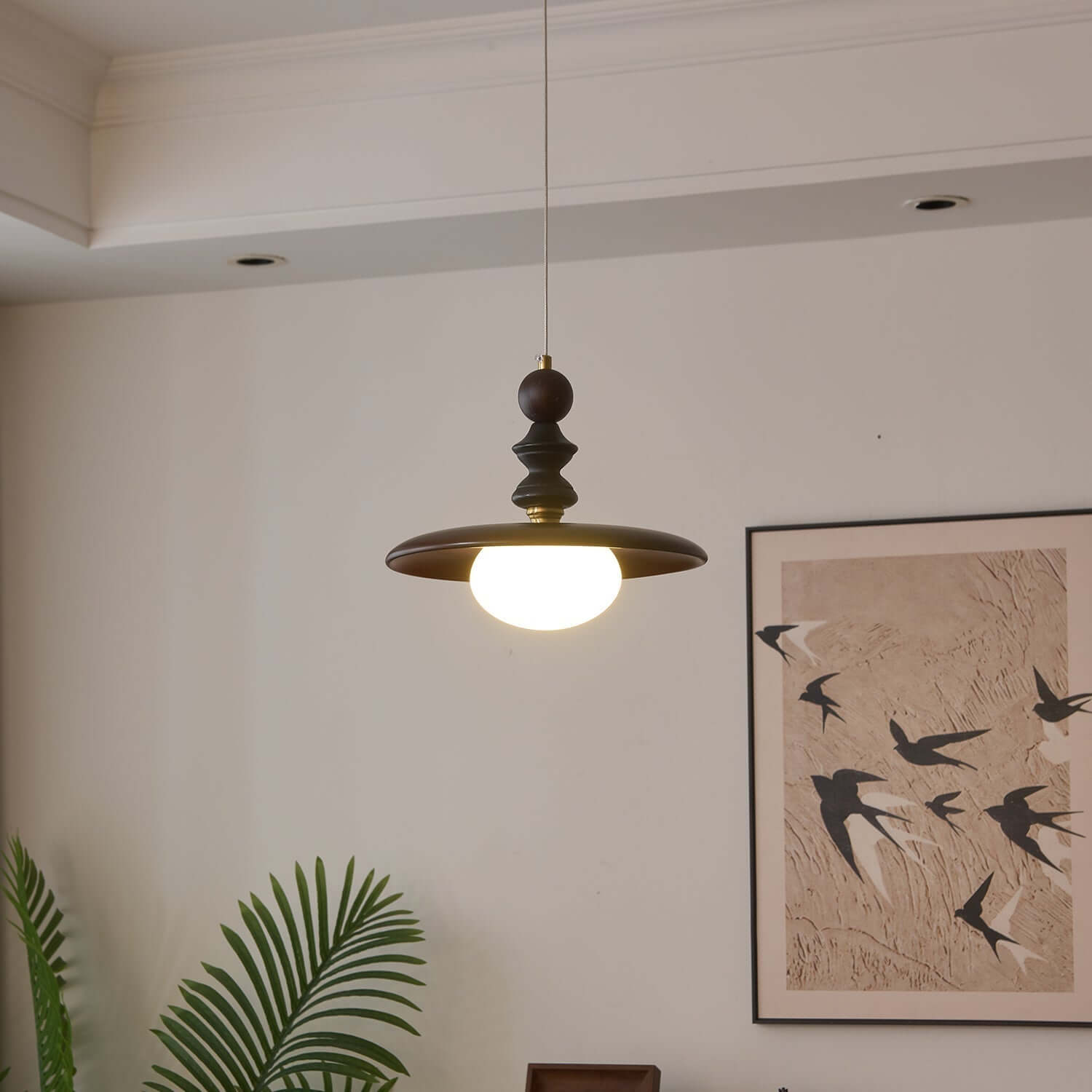 Pendant Light with Wooden Accents
