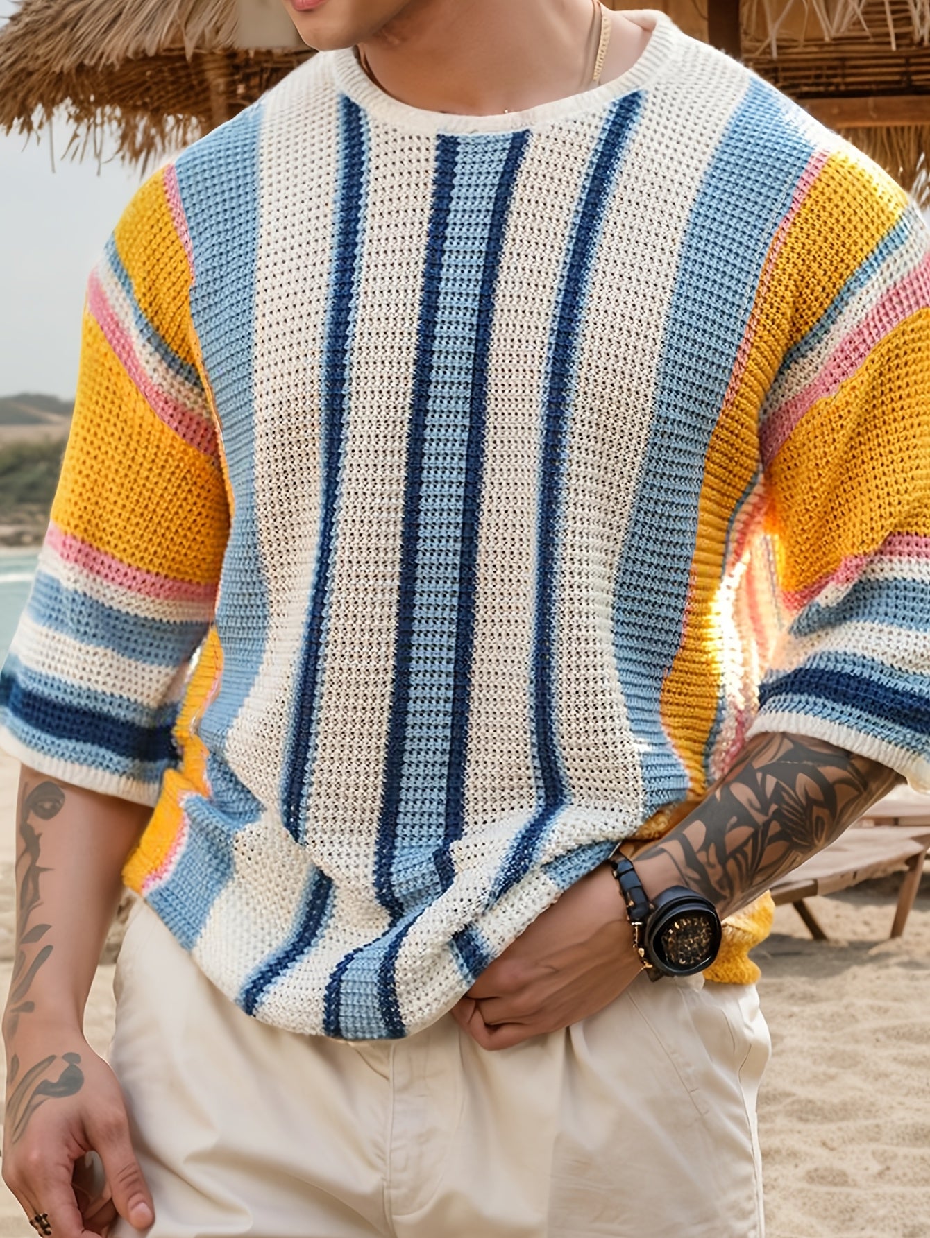 Casual Striped Knitted Jumper – Comfortable and Airy
