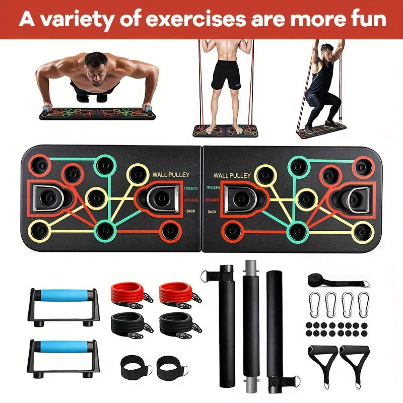 Push-up plank set with handles, resistance bands, and accessories – ideal for chest and abs
