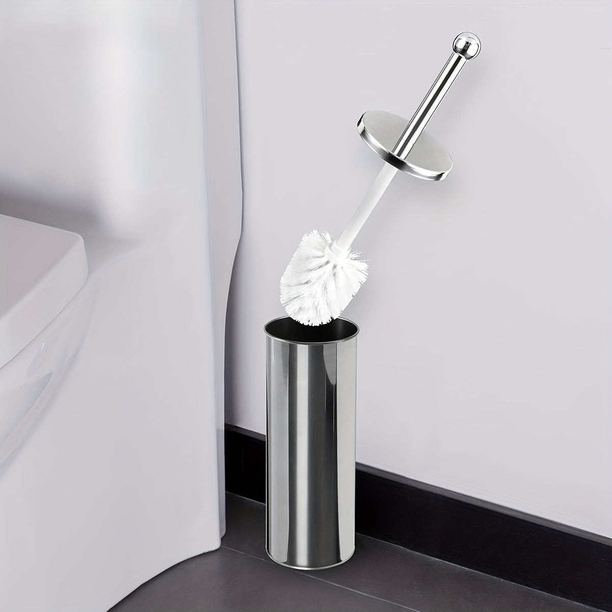 Toilet Brush with Long Handle and Hygienic Holder – Durable and Stylish