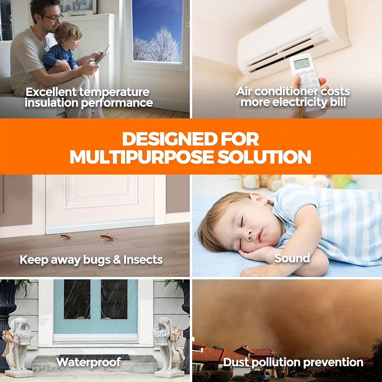 Draft Stopper for Door - Silicone Door Scraper with Strong Adhesive and Sound Insulation