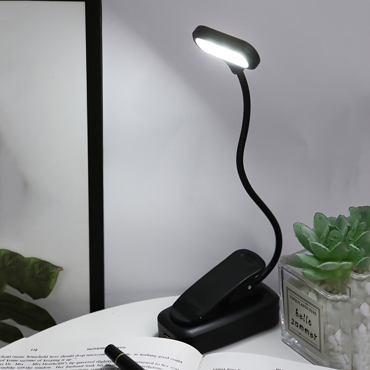 Flexible Clip Lamp - Portable Reading Light with Adjustable Neck for Home or Travel