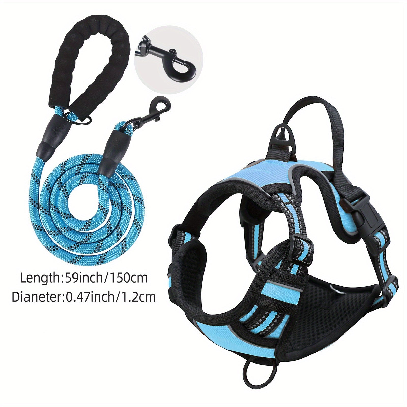 Reflective Dog Harness with Leash Set - Adjustable and Safe for Walking and Training