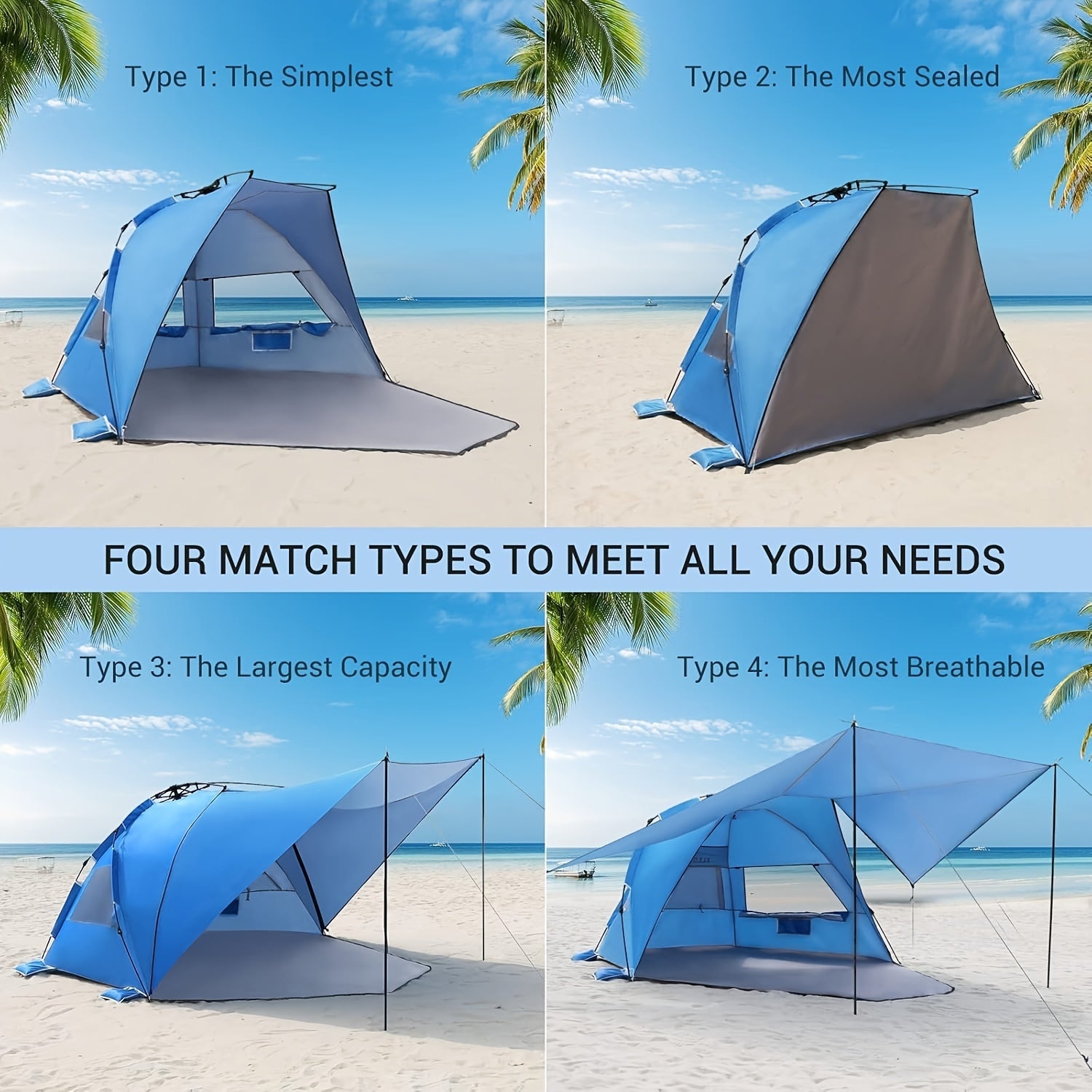 BreezeShield Beach Tent – Lightweight and Spacious for 4-6 People