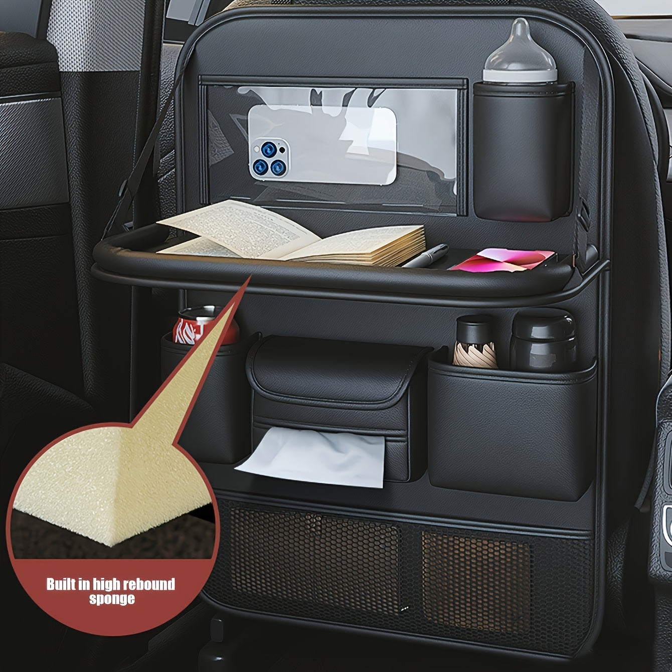 PU Leather Car Seat Back Organizer – Sleek and Functional