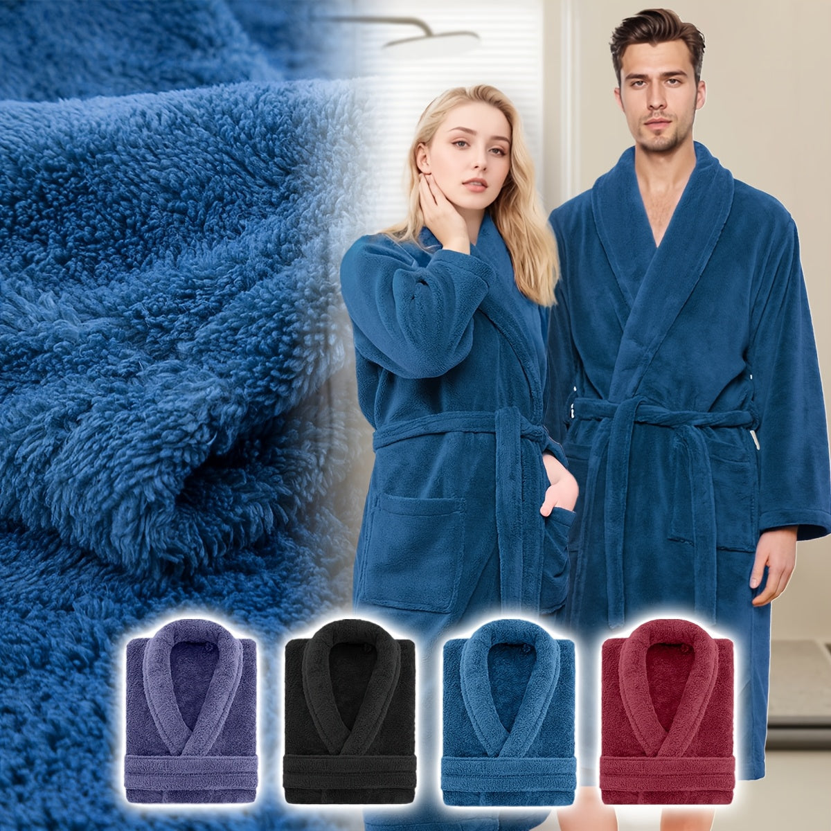 Luxury Unisex Coral Fleece Bathrobe – Ultra Soft and Warm for Your Comfort