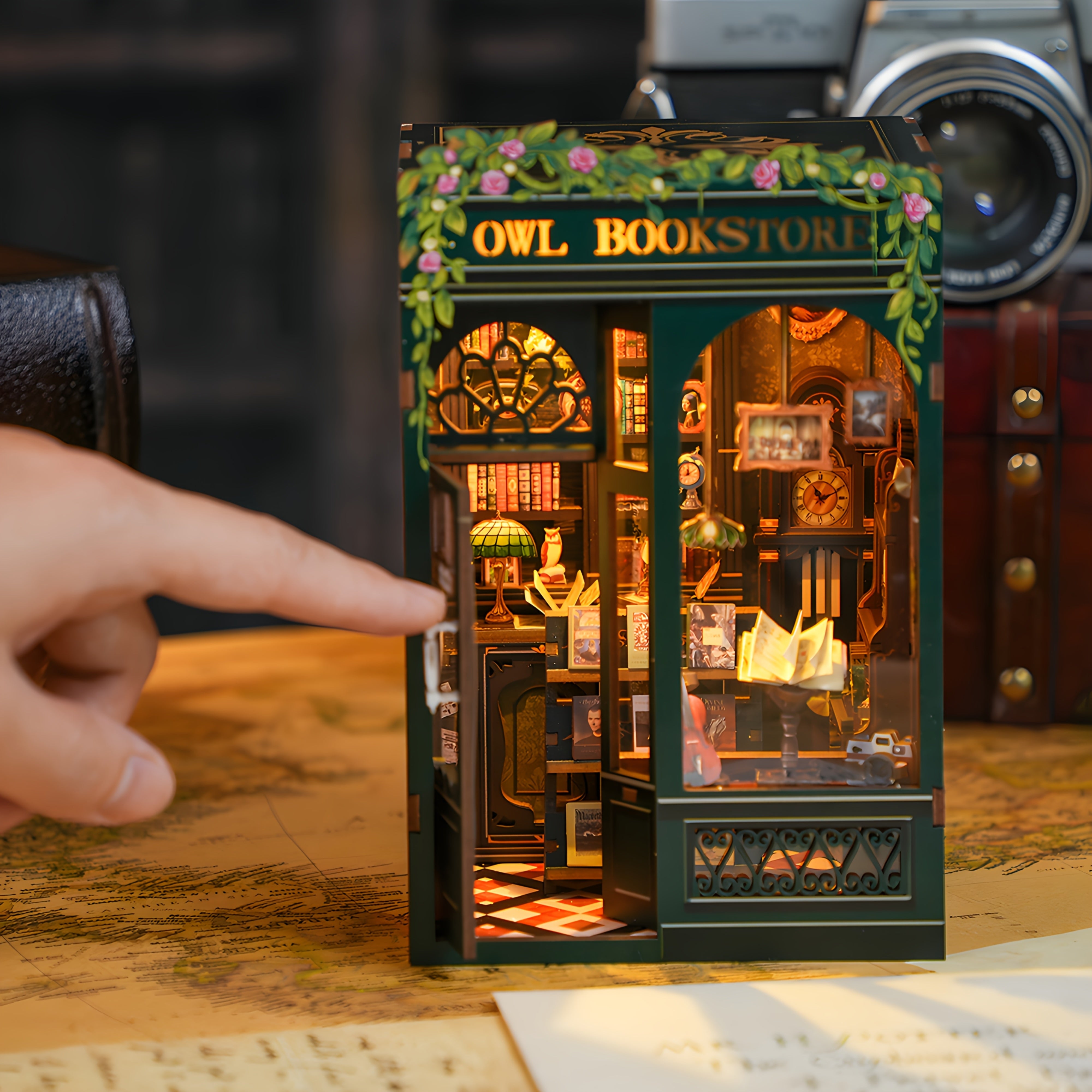 DIY Miniature Owl Bookshop – 3D Wooden Kit with Lighting for Creative Decoration