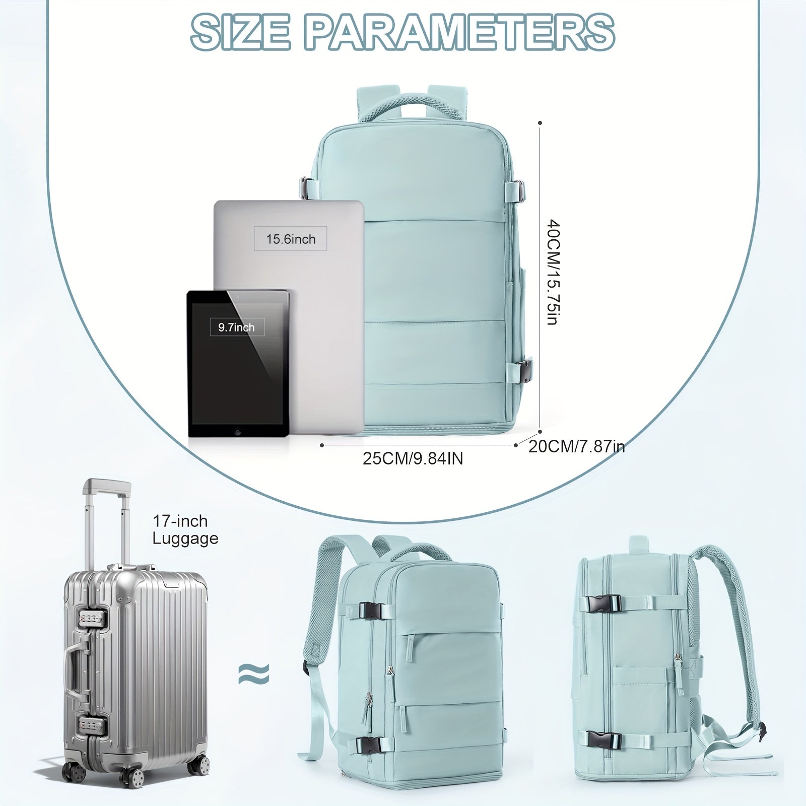 Multifunctional Travel & Day Backpack with Shoe Compartment and Waterproof Compartments