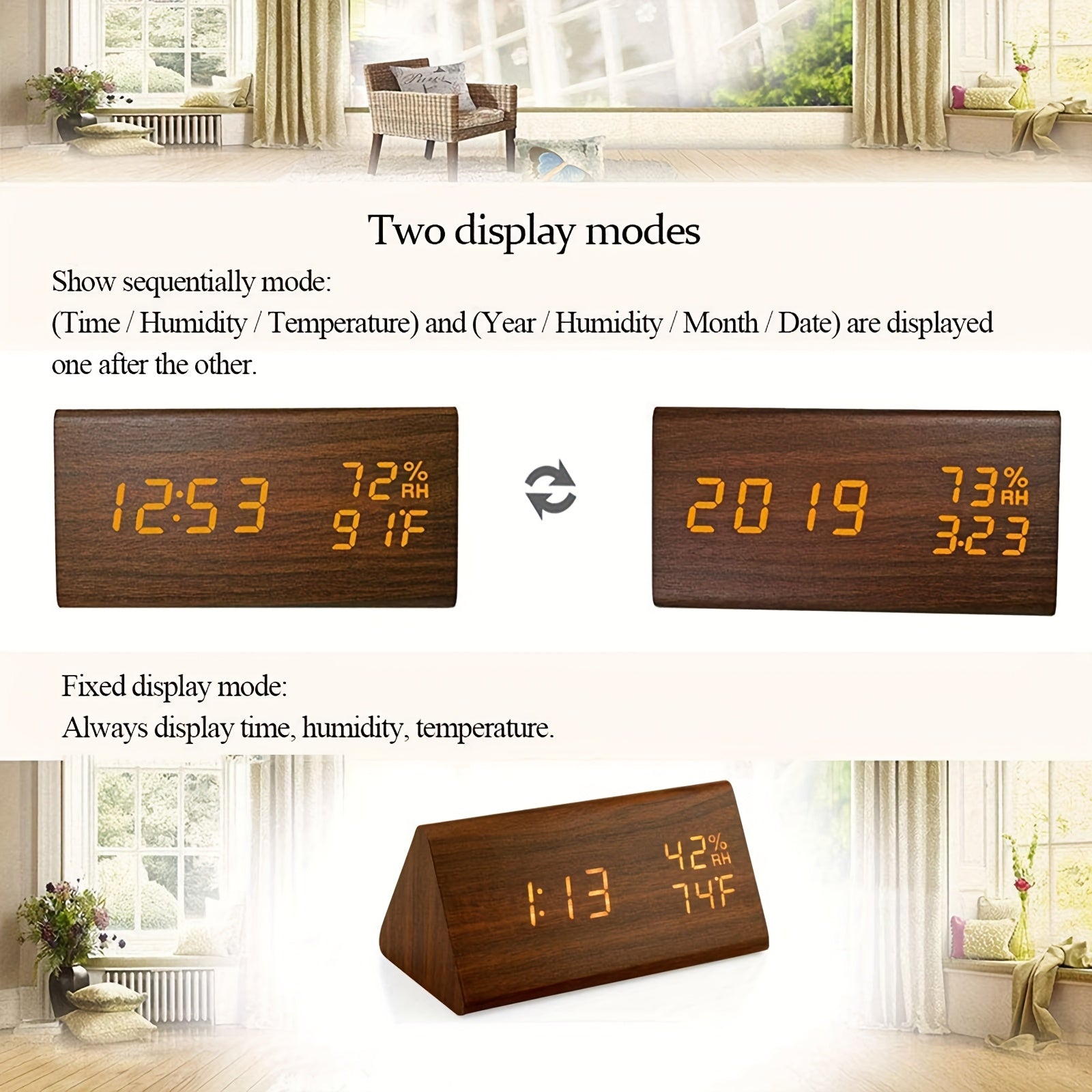 TriWood LED Alarm Clock – Functional and Minimalist Design