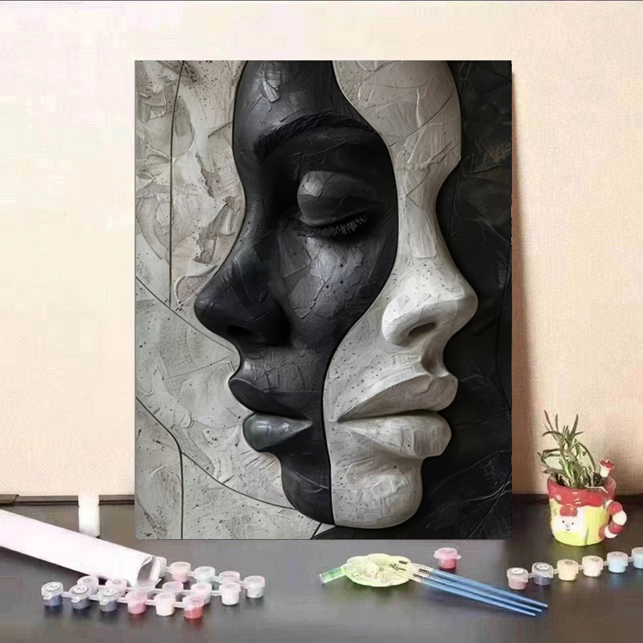 Abstract Female 3D Portrait – DIY Canvas Set for Art Lovers