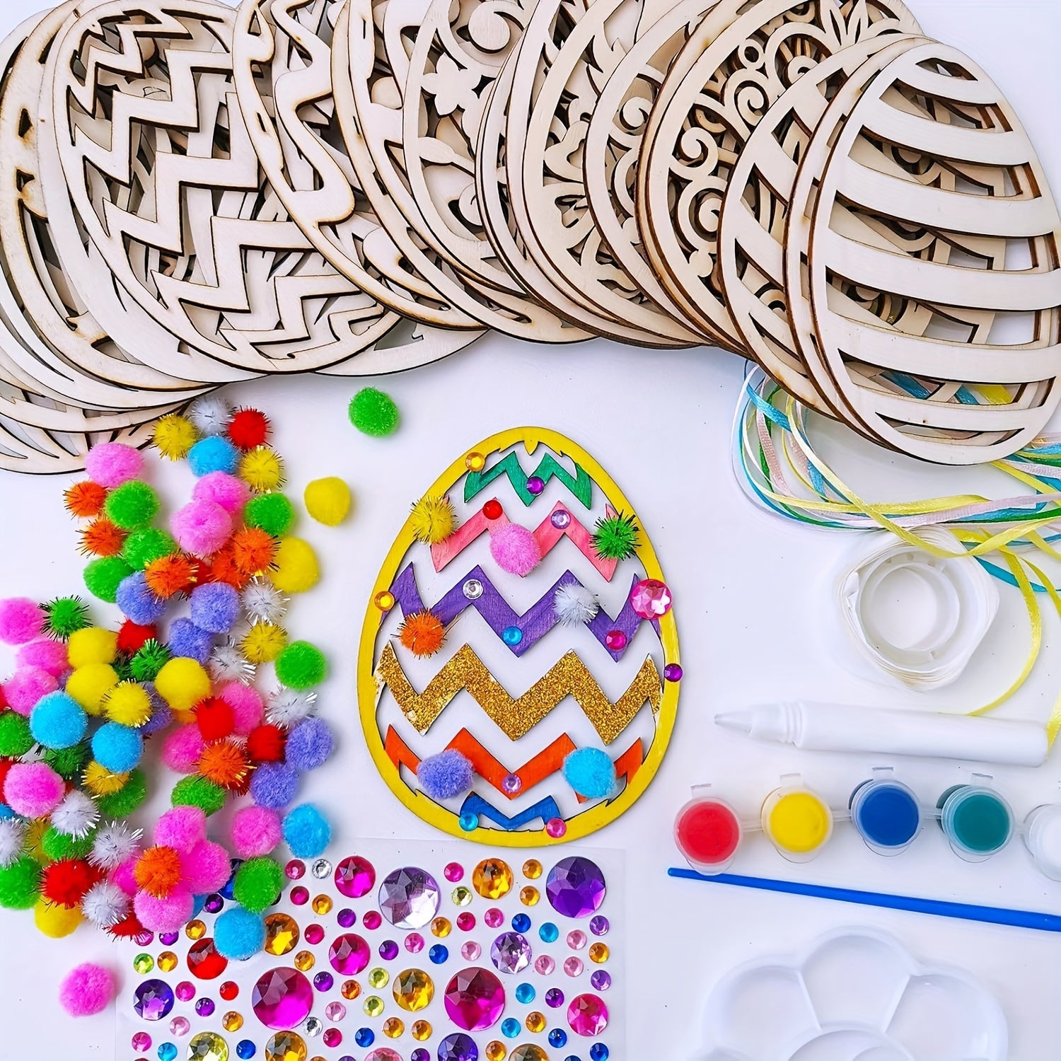 DIY Easter Egg Craft Kit – Decorate Your Own Colourful Wooden Easter Eggs for Easter