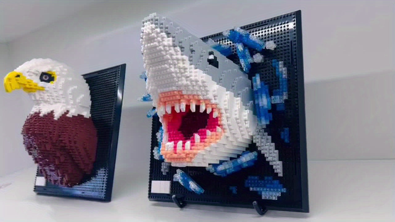 Creative 3D Wall Art Building Blocks – Shark and Eagle Collection
