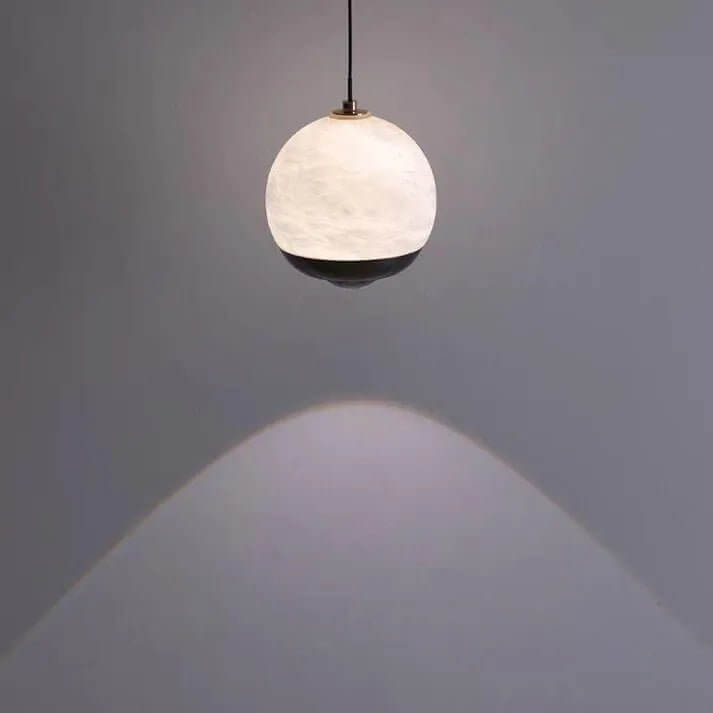 Pendant Light - Alabaster Glass Sphere with Marble Base