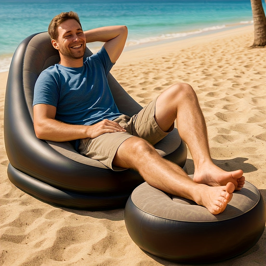 Inflatable Sofa Lounger with Footrest - Waterproof & Comfortable