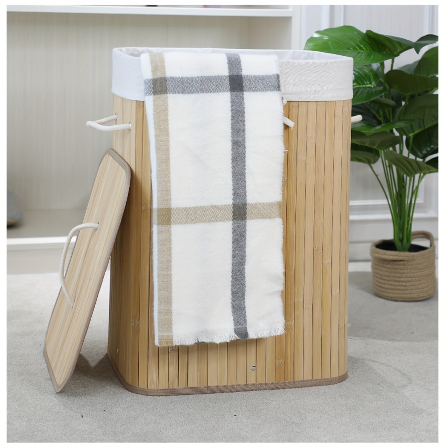 Bamboo Laundry Basket with Lid and Handles – Naturally Space-Saving Storage