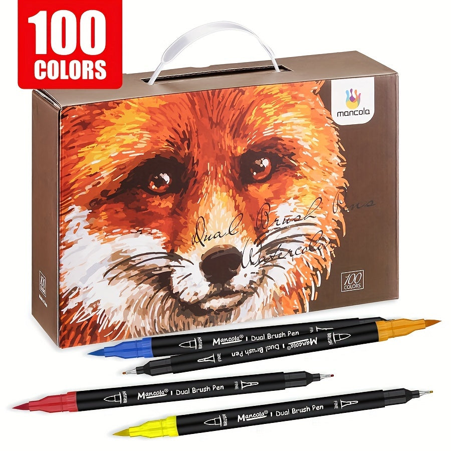 100 Colours Dual-Tip Markers Set – Versatile Fineliner and Brush Tips for Creative Projects