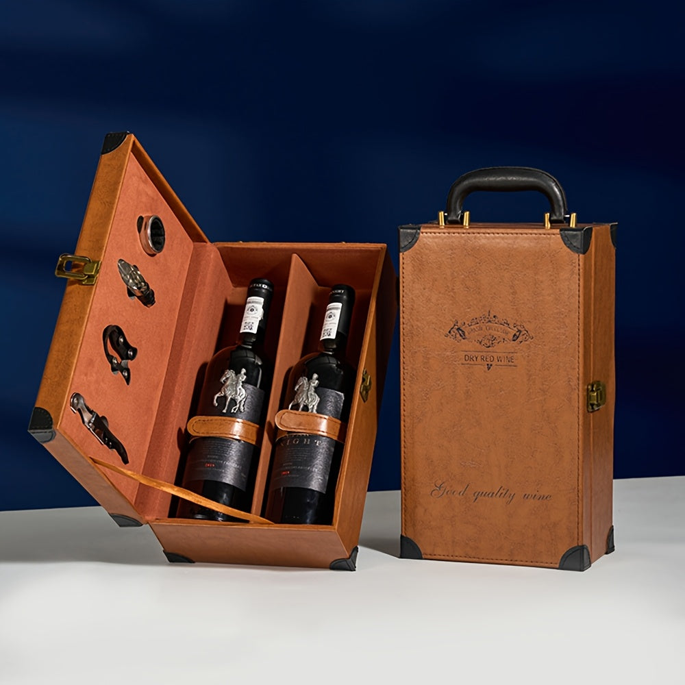 Classic 2-Bottle Wine Carrier with Accessories – Portable Gift Box