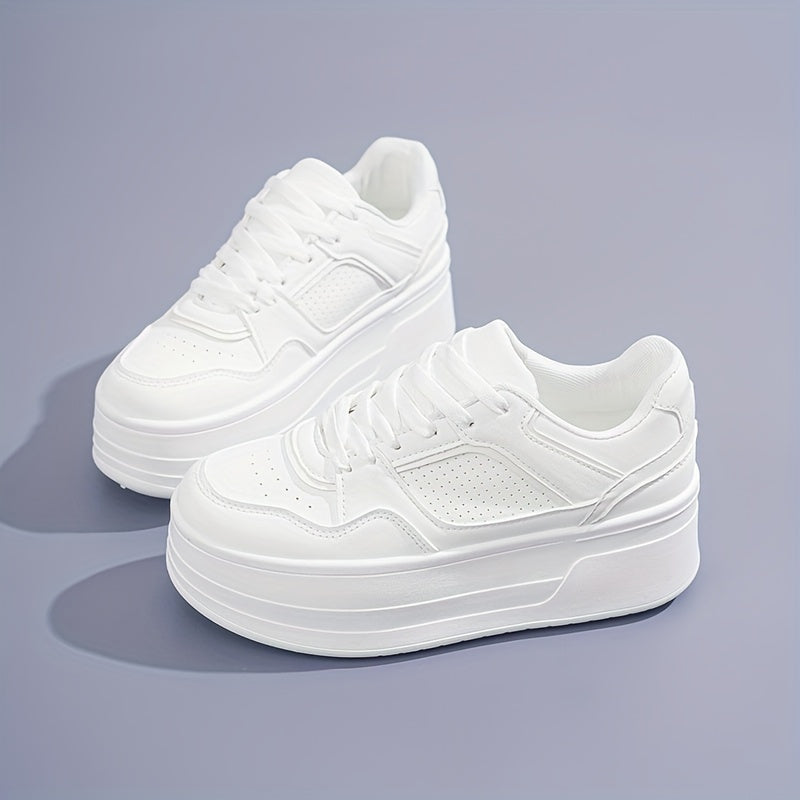 Sienna - Trendy White Platform Sneakers