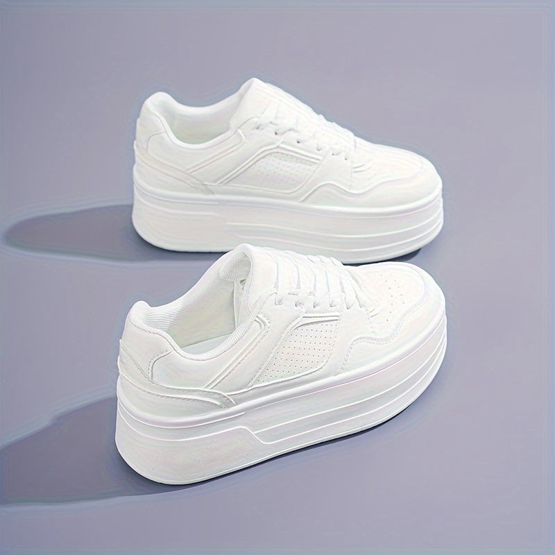 Sienna - Trendy White Platform Sneakers