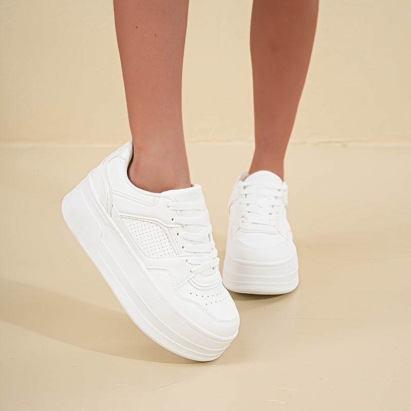 Sienna - Trendy White Platform Sneakers