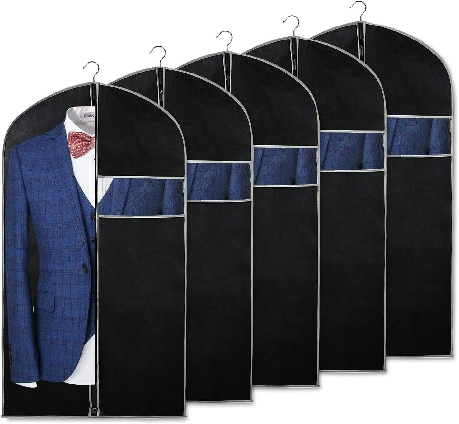 Breathable Garment Bag Set – 5-Pack Clothes Storage Covers with Viewing Window (Buy 1 Get 1 FREE)