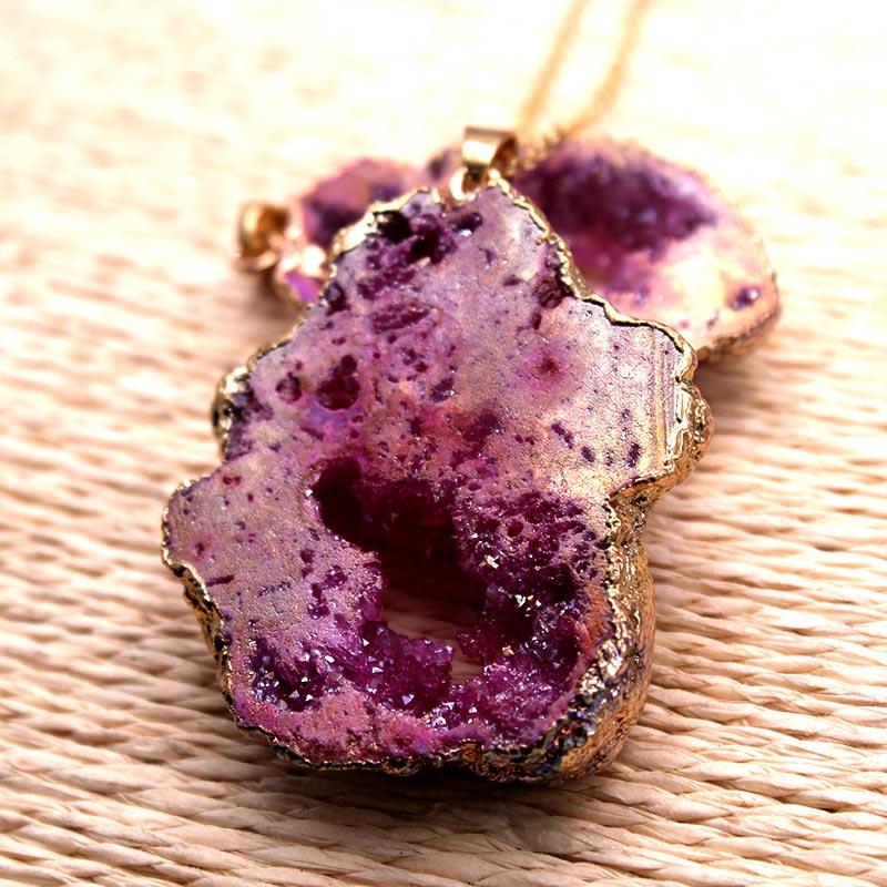 Natural Crystal Geode Pendant – Gaia
