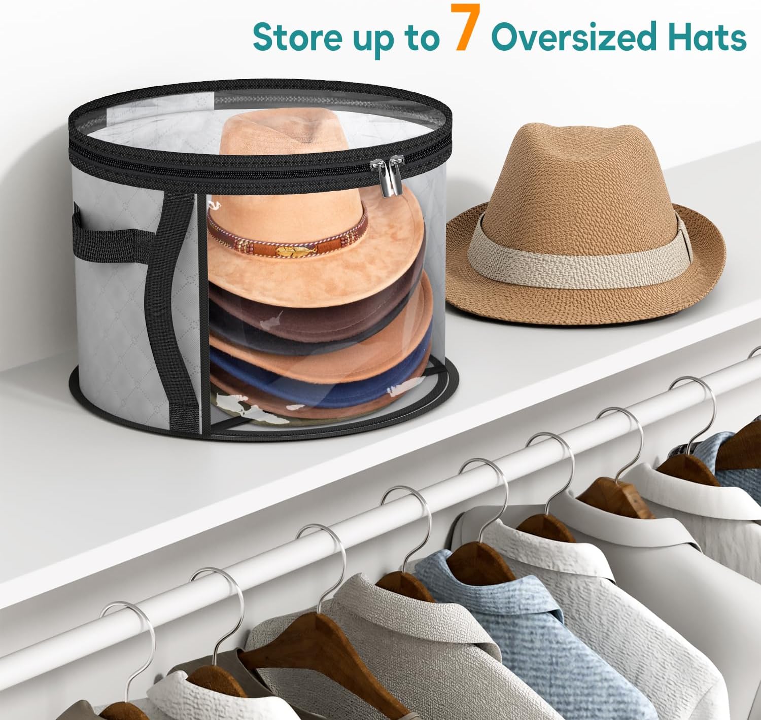 Large Transparent Hat Storage Box – Organizer for Wide-Brimmed Hats with Handles (Buy 1, Get 1 FREE)