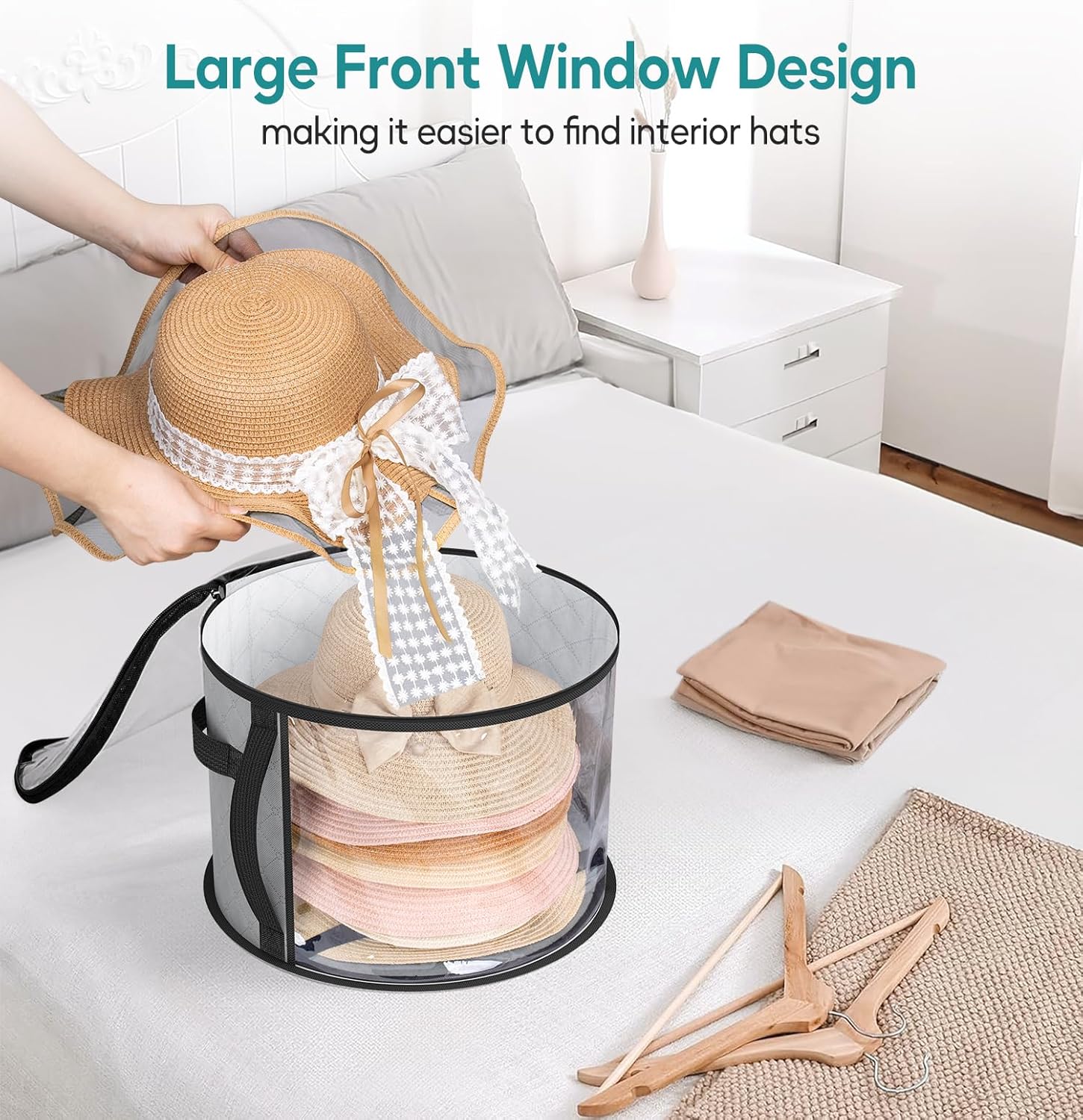 Large Transparent Hat Storage Box – Organizer for Wide-Brimmed Hats with Handles (Buy 1, Get 1 FREE)