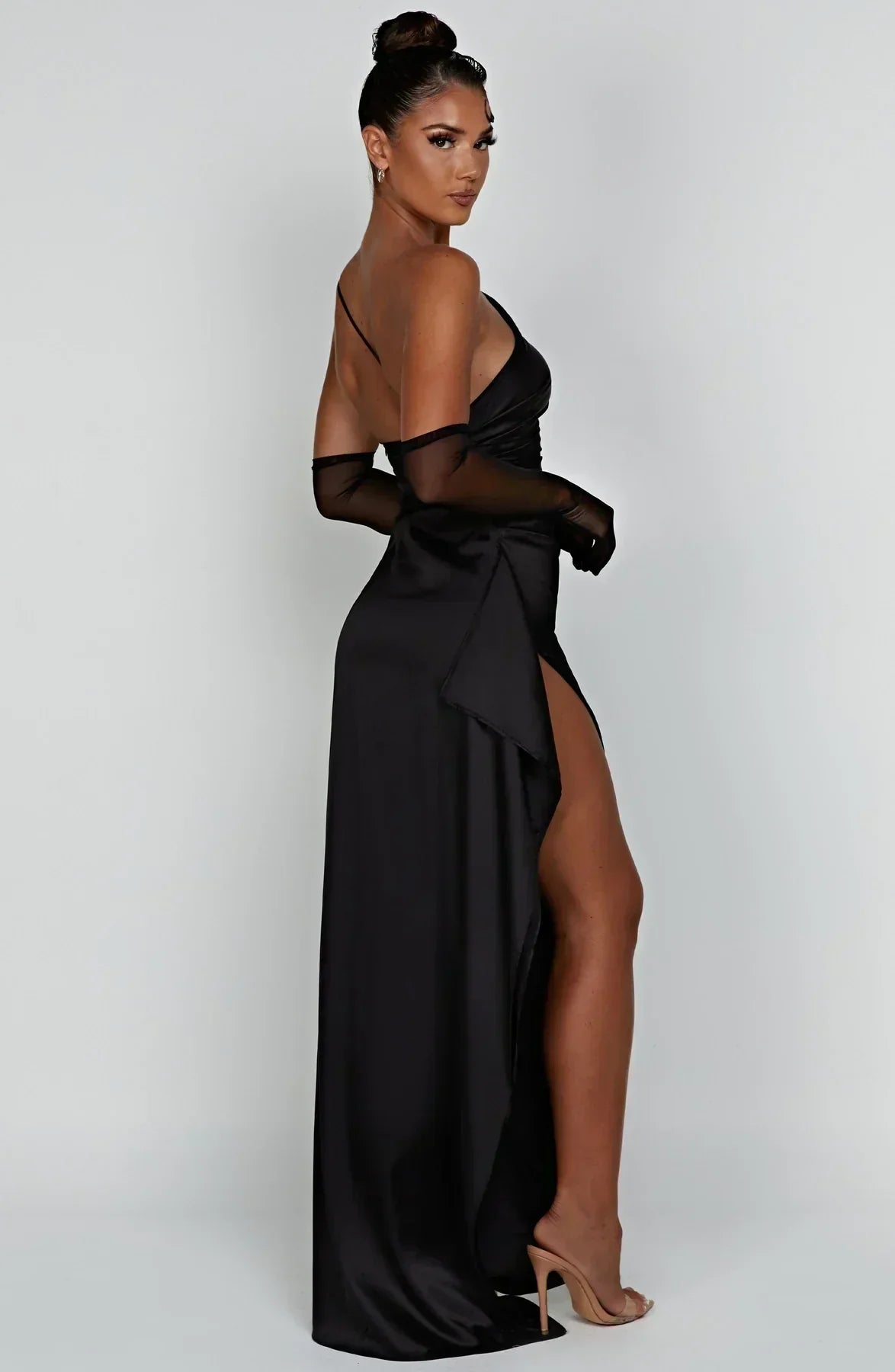 Luxe Satin One-Shoulder Split Dress