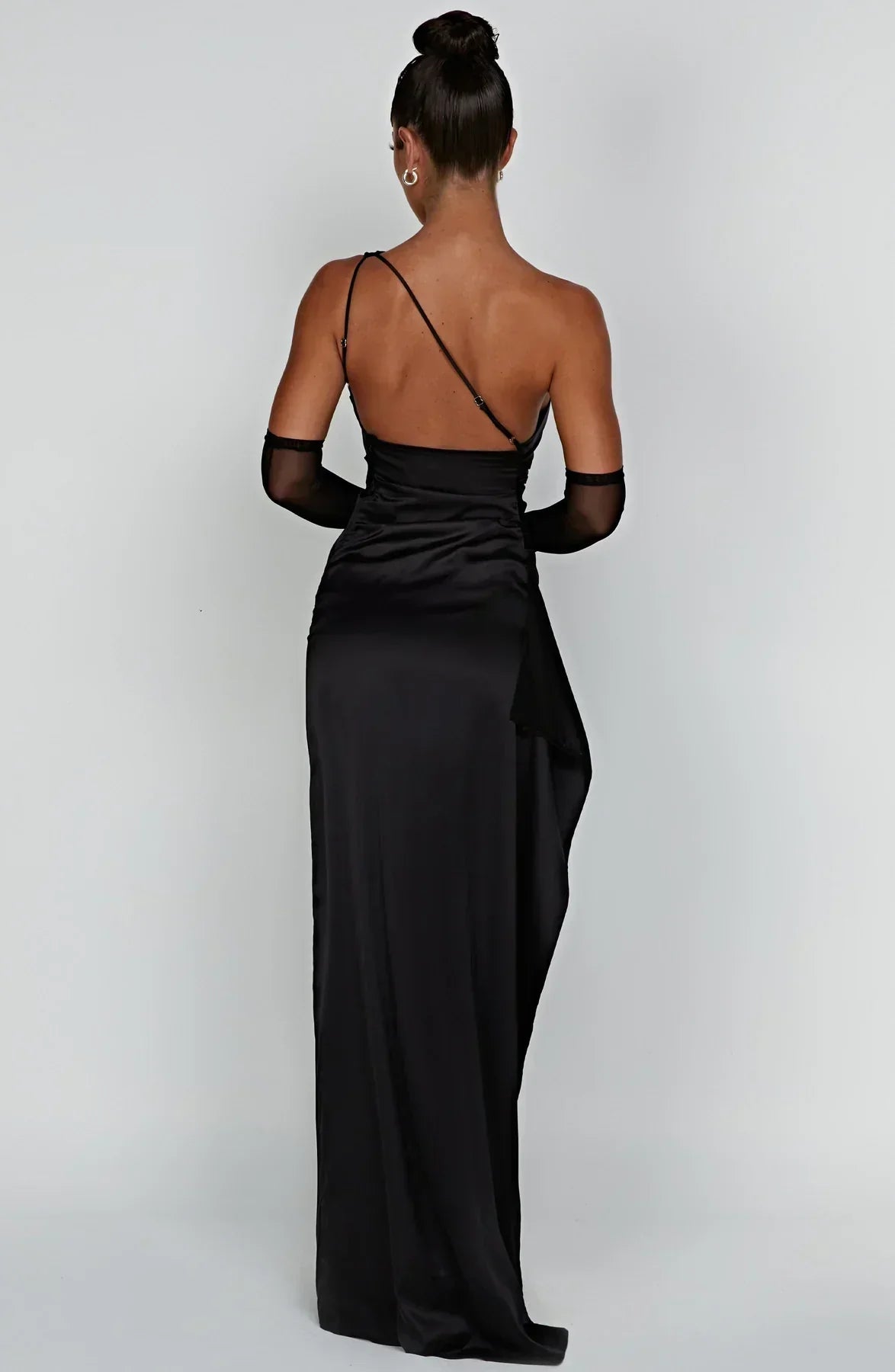 Luxe Satin One-Shoulder Split Dress