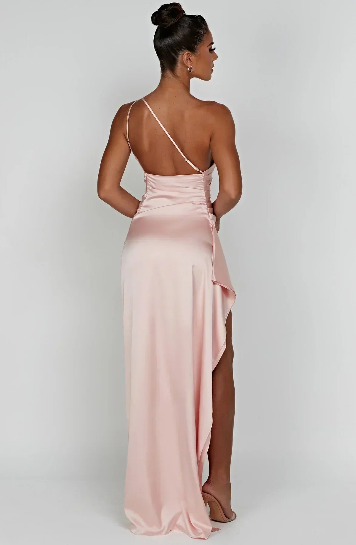 Luxe Satin One-Shoulder Split Dress