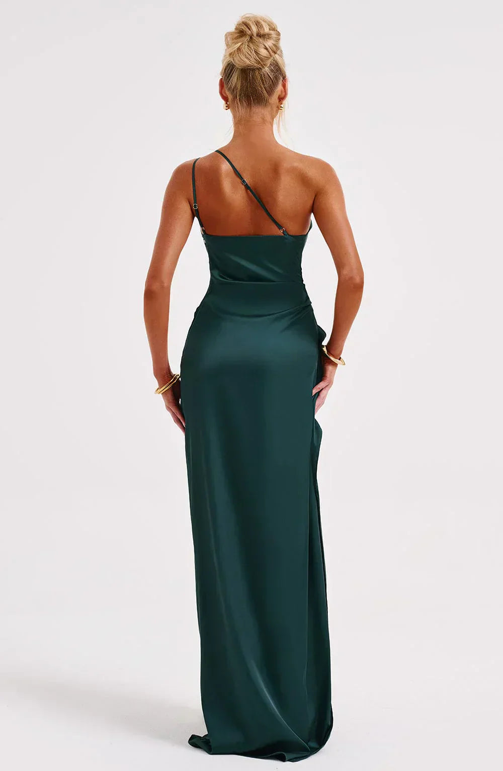 Luxe Satin One-Shoulder Split Dress
