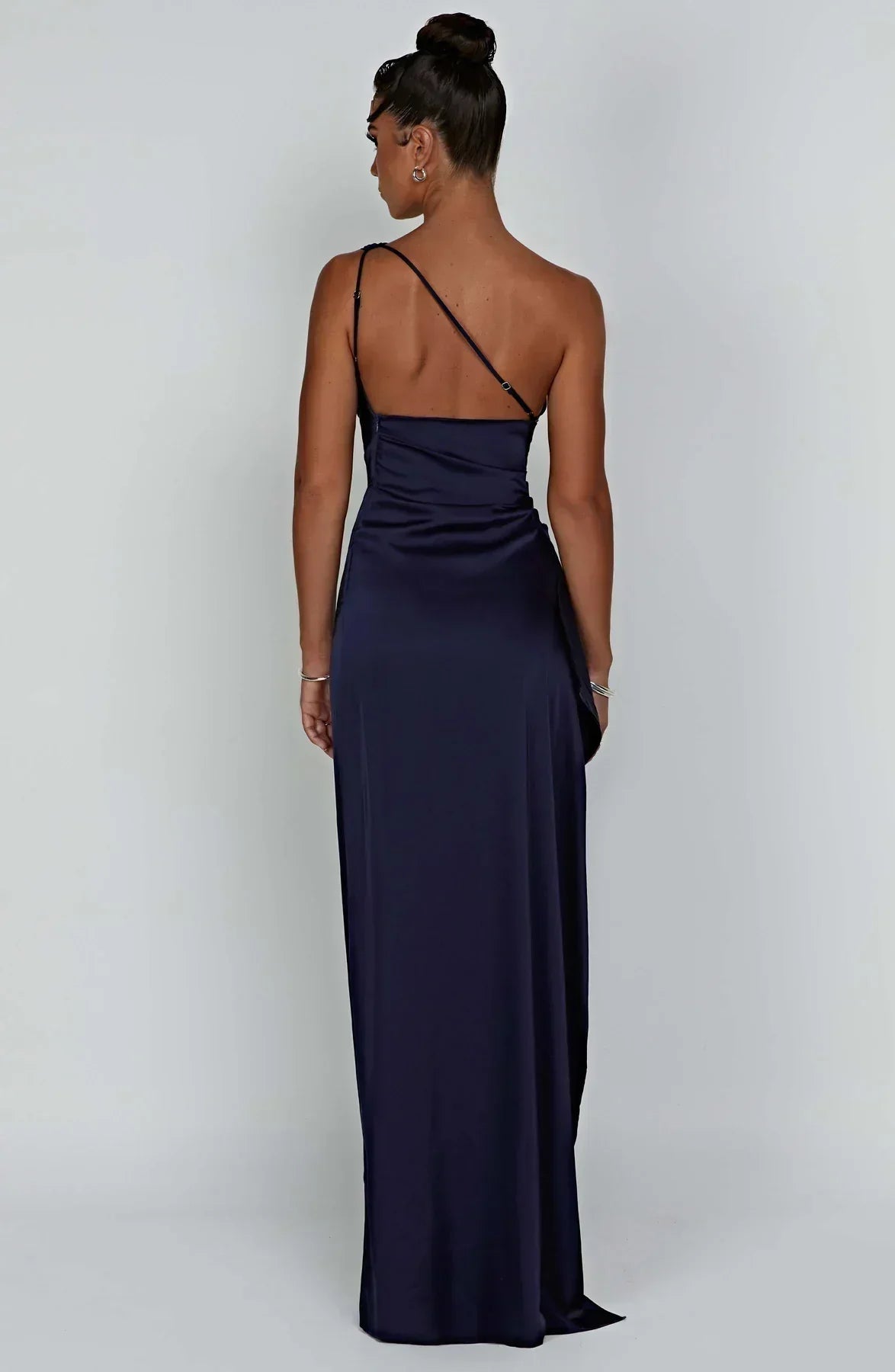 Luxe Satin One-Shoulder Split Dress