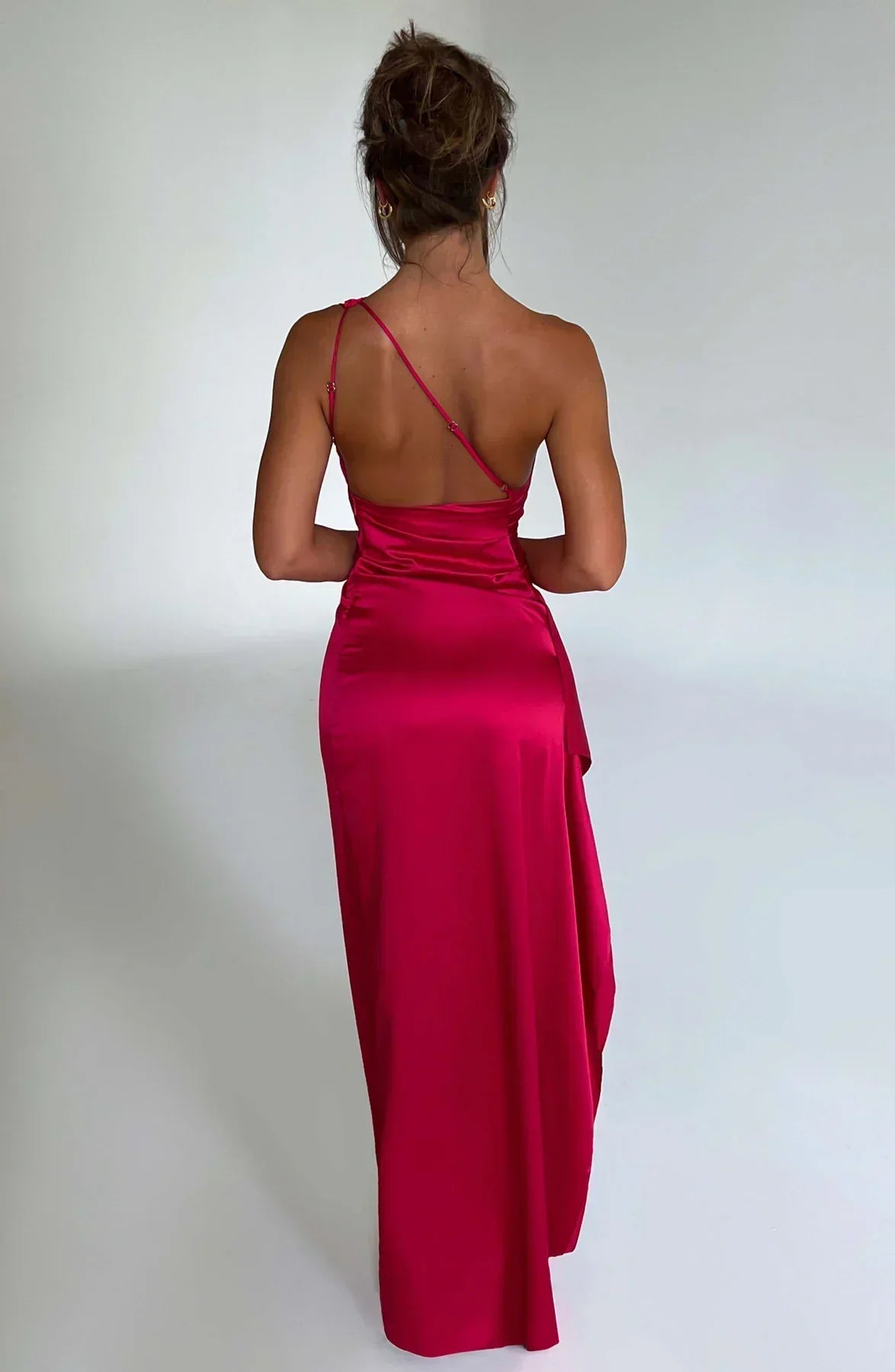Luxe Satin One-Shoulder Split Dress