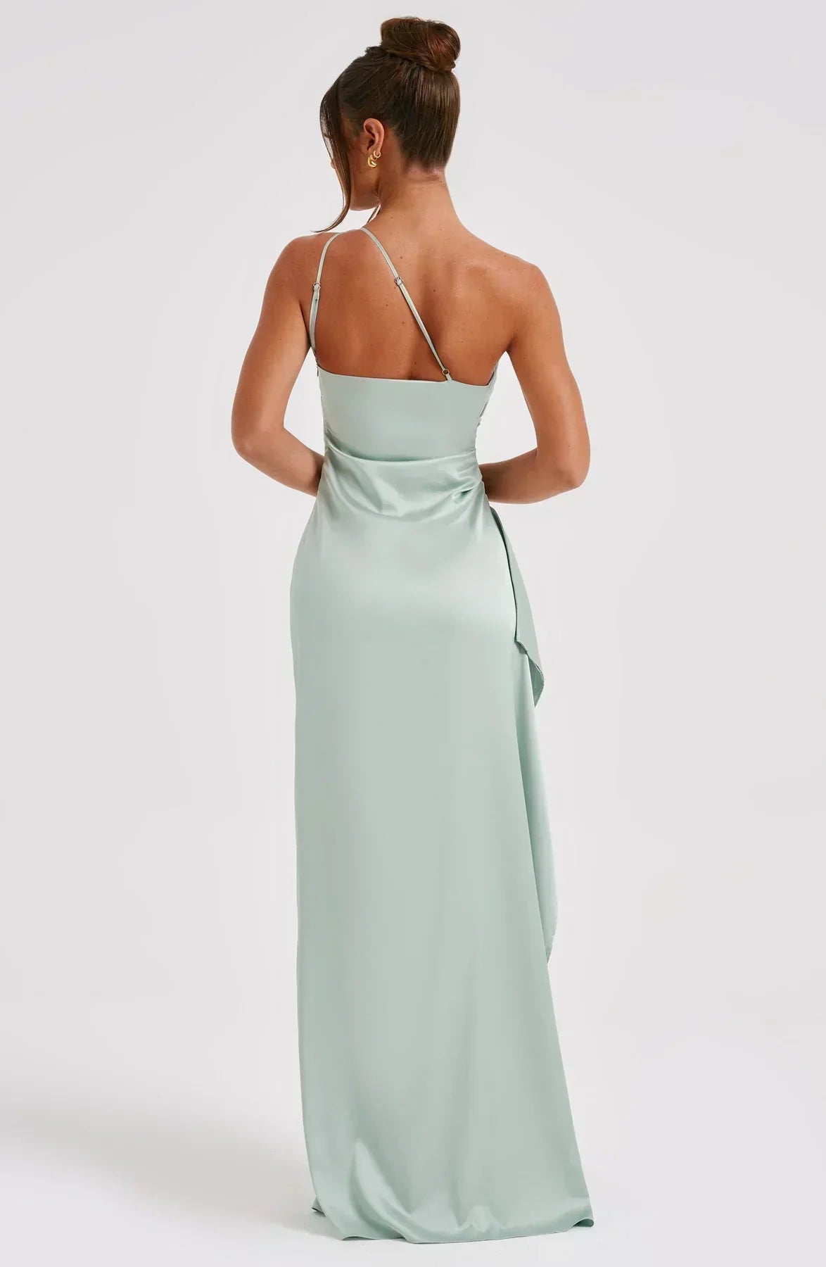 Luxe Satin One-Shoulder Split Dress