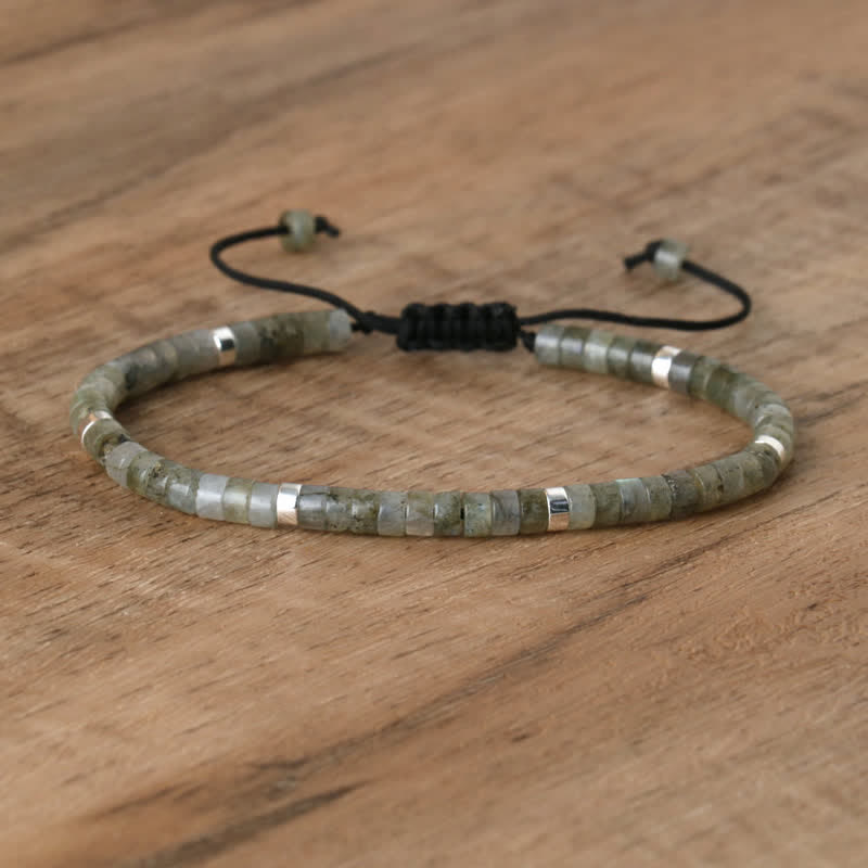 Braided Bracelet with 2.4 mm Natural Stone Beads – Seraphina