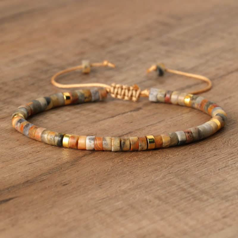 Braided Bracelet with 2.4 mm Natural Stone Beads – Seraphina