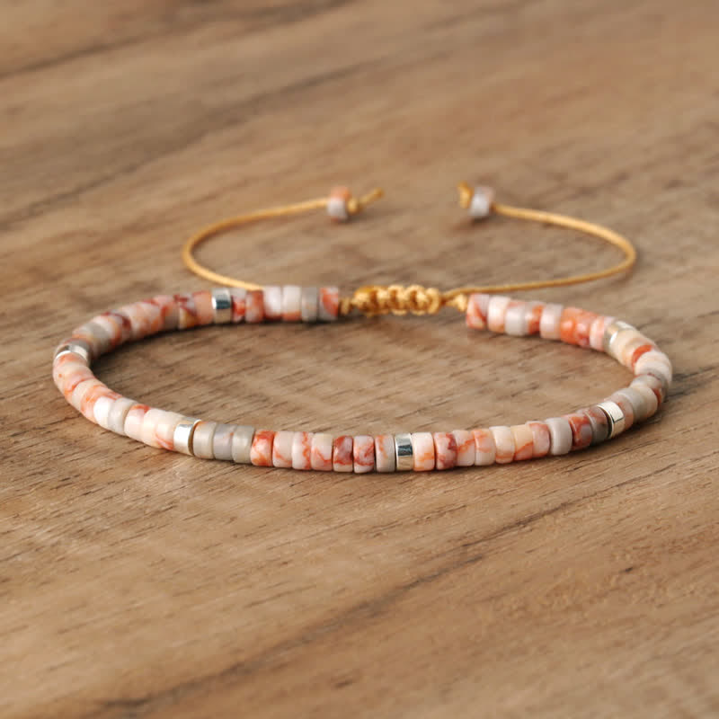 Braided Bracelet with 2.4 mm Natural Stone Beads – Seraphina