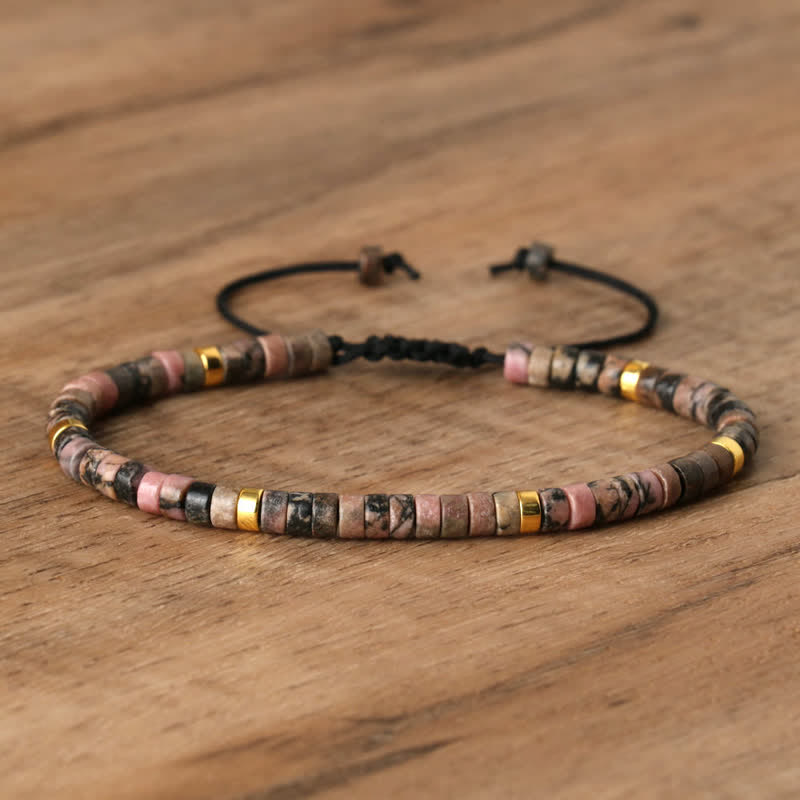 Braided Bracelet with 2.4 mm Natural Stone Beads – Seraphina