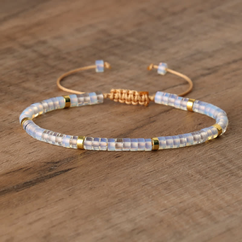 Braided Bracelet with 2.4 mm Natural Stone Beads – Seraphina