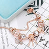 Rose Dreamcatcher Bracelet with Sterling Silver Charms - Pink