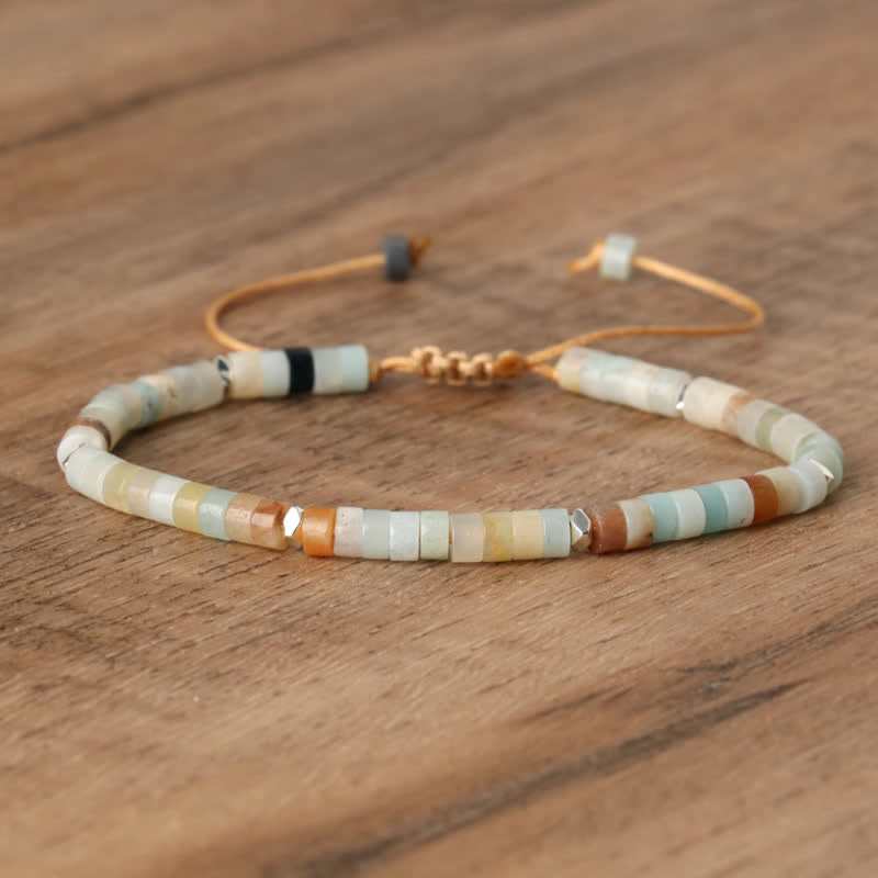 Braided Bracelet with 2.4 mm Natural Stone Beads – Seraphina