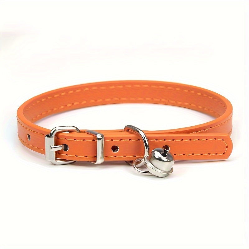 Adjustable Cat Collar with Bell – Durable Faux Leather and Safety Buckle for Cats of All Sizes