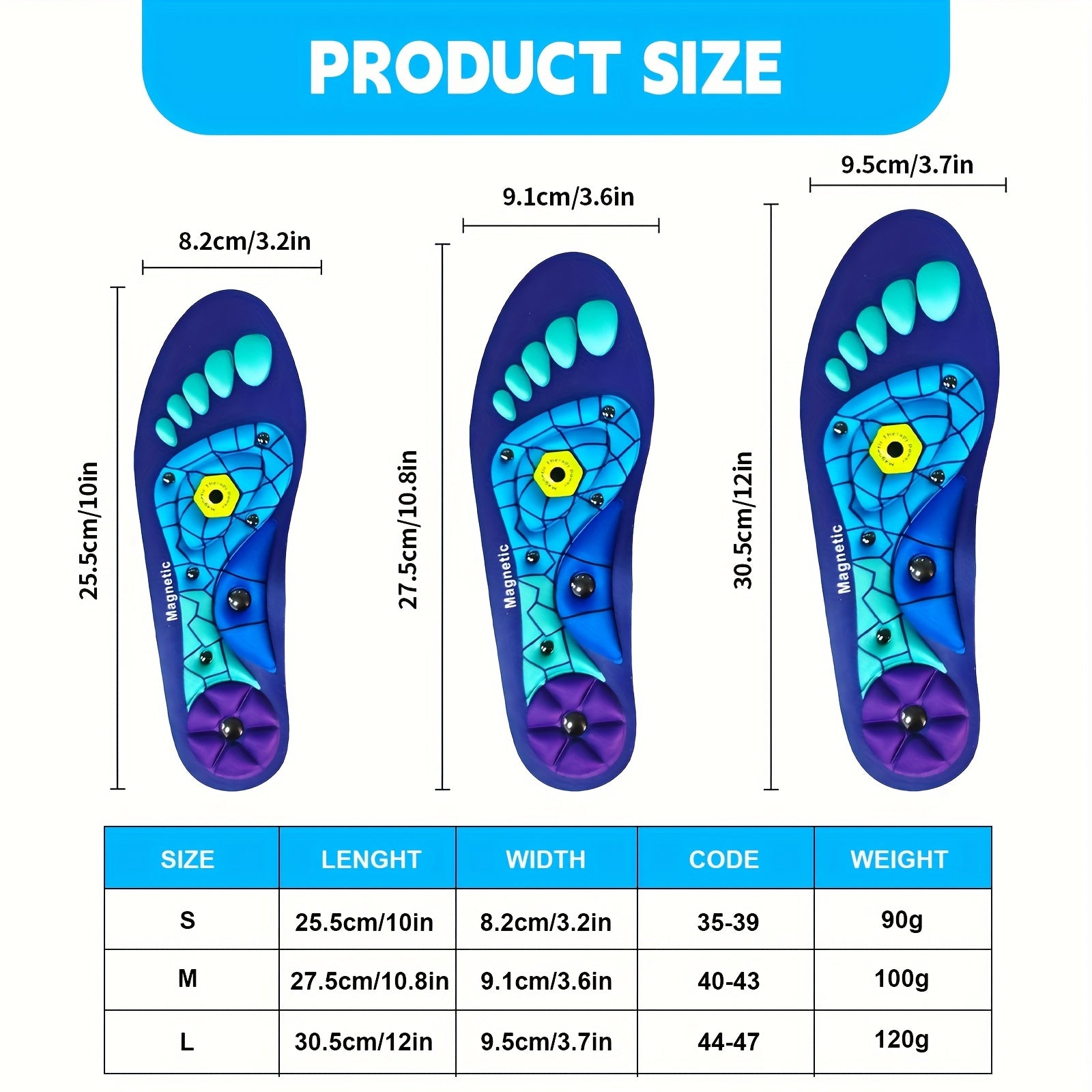 ComfortPlus Magnetic Acupuncture Insoles with Arch Support