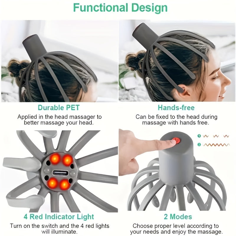 Electric Octopus Scalp Massager – USB Rechargeable and Compact