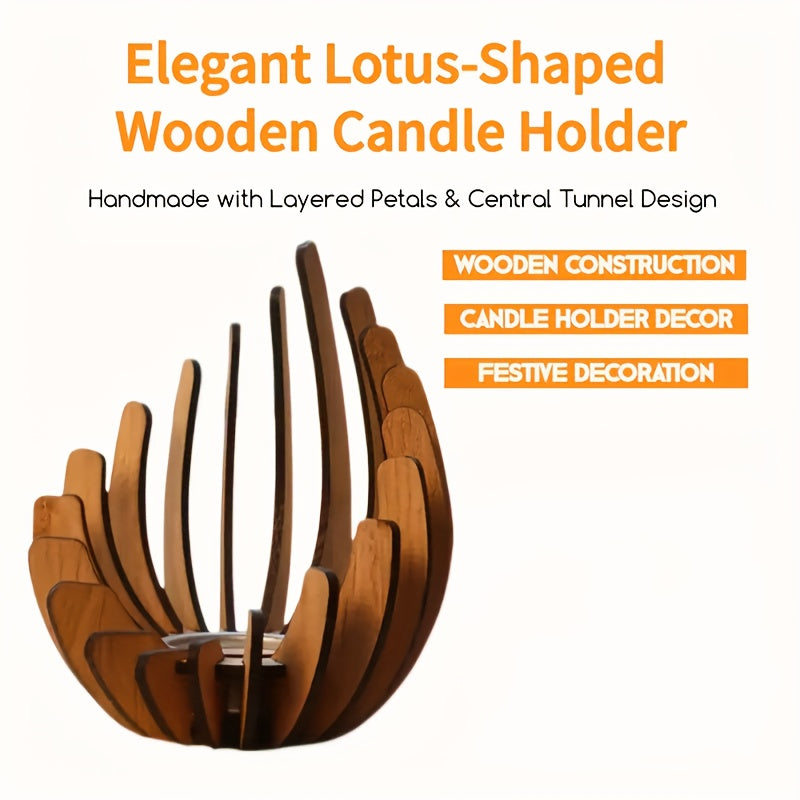 Bohemian Lotus Candle Holder – Handmade Layered Wood Design