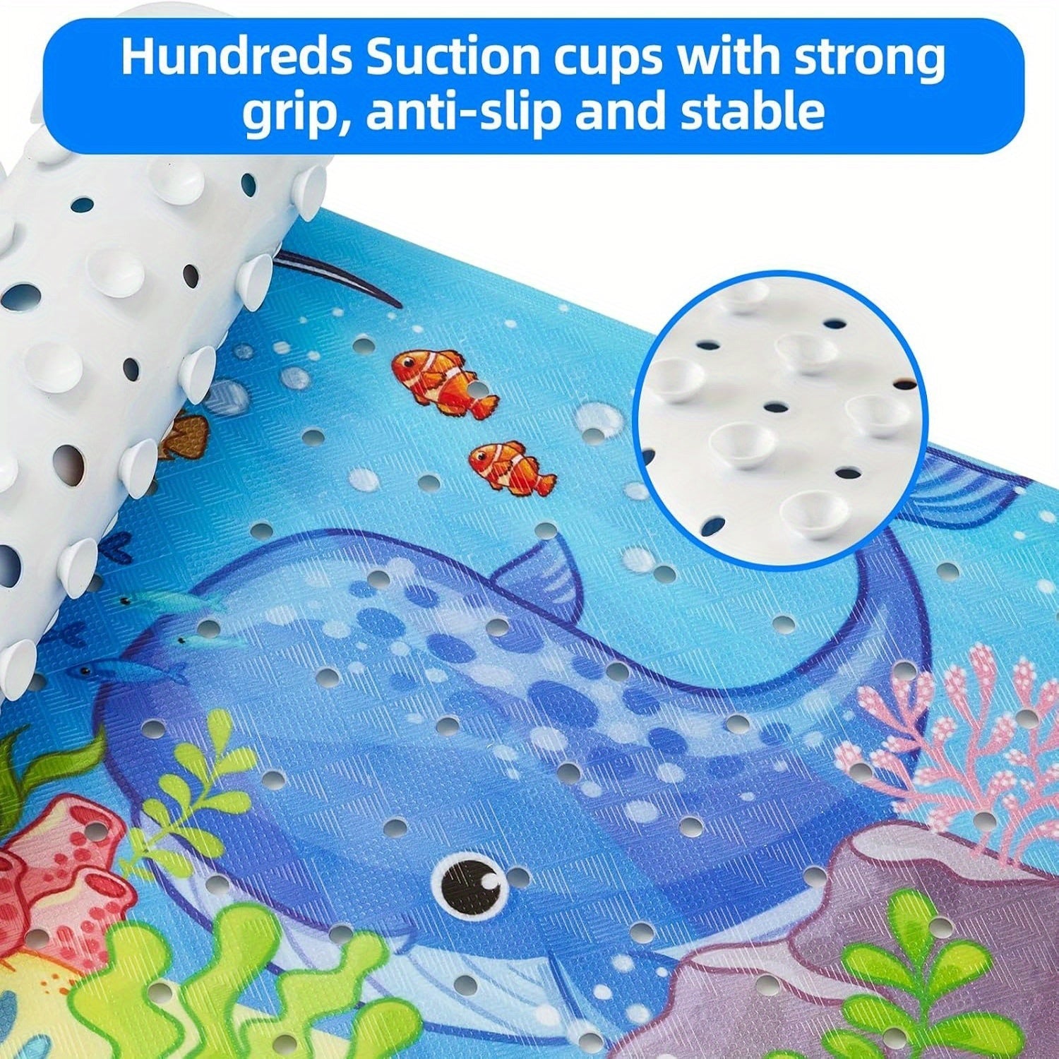 Extra-Long Anti-Slip Bath Mat – Machine Washable with Suction Cups